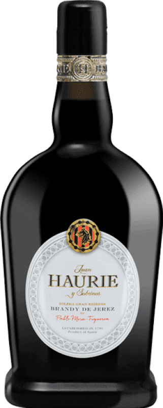 81,95 € Бесплатная доставка | Бренди Juan Haurie y Sobrinos. Haurie Гран Резерва D.O. Jerez-Xérès-Sherry
