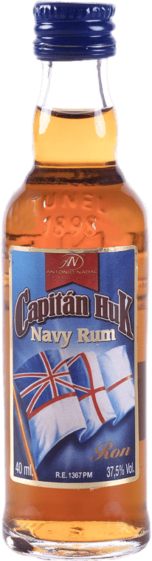 3,95 € 免费送货 | 朗姆酒 Capitan Huk. Etiqueta Azul 微型瓶 4 cl