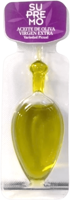 10,95 € | Коробка из 25 единиц Оливковое масло Supremo ЭВО Экстра Вирджин Jaén Испания Picual — Пикуаль Монодоза 1 cl PET — ПЭТ
