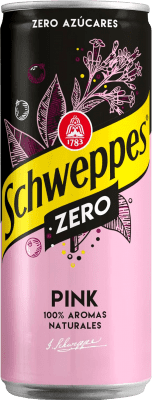 12,95 € | Caixa de 8 unidades Refrigerantes Schweppes Zero Sem Açúcar Pink — Rosé Espanha Lata 33 cl Tonic Water — Tónica