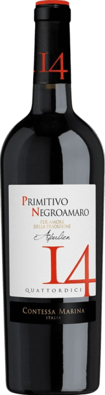Free Shipping | Red Wine Contessa Marina 14 Primitivo Negroamaro D.O.C. Primitivo di Manduria Puglia Italy Primitivo, Negroamaro 75 cl