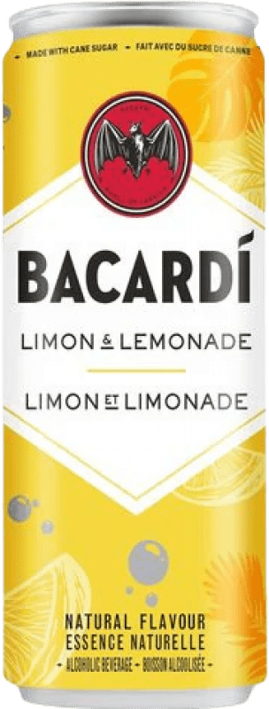56,95 € Envio grátis | Caixa de 12 unidades Mixer Bacardí Lata 25 cl Limón — Limão, Lemonade — Limonada, Rum