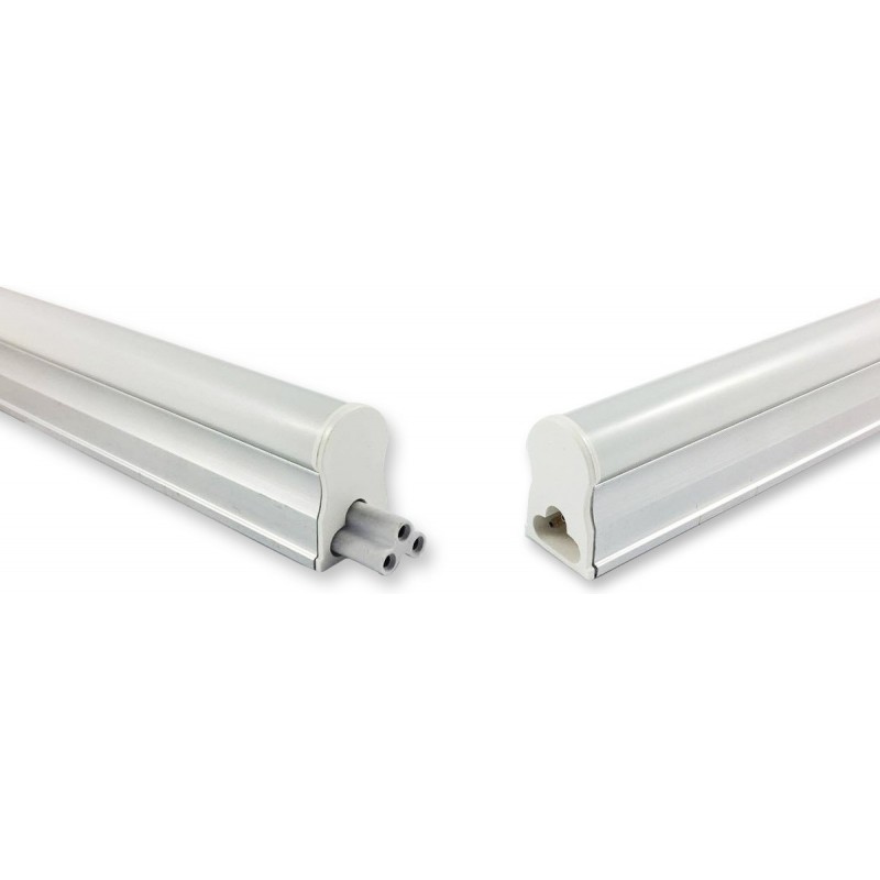 10,95 € Free Shipping | LED tube 8W T5 LED 3000K Warm light. Ø 2 cm. LED tube kit + bracket + installation accessories. Integrated Driver Kitchen, warehouse and hall. Aluminum and polycarbonate. White and silver Color