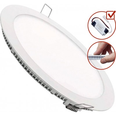 Éclairage encastré 15W 6000K Lumière froide. Ø 19 cm. Projecteur LED Downlight + Driver inclus. Panneau LED Extra-Plat Aluminium. Couleur blanc