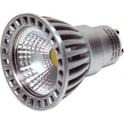 Boîte de 10 unités Ampoule LED 4W GU10 LED 2700K Lumière très chaude. Façonner Ronde Ø 5 cm. Haute Luminosité Aluminium et Polycarbonate. Couleur gris
