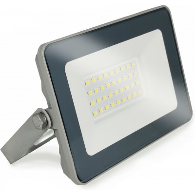 Holofote externo 20W 4500K Luz neutra. 16×11 cm. PROLINE Alto brilho. EPISTAR 5730 SMD LED Chip Alumínio e vidro temperado. Cor cinza