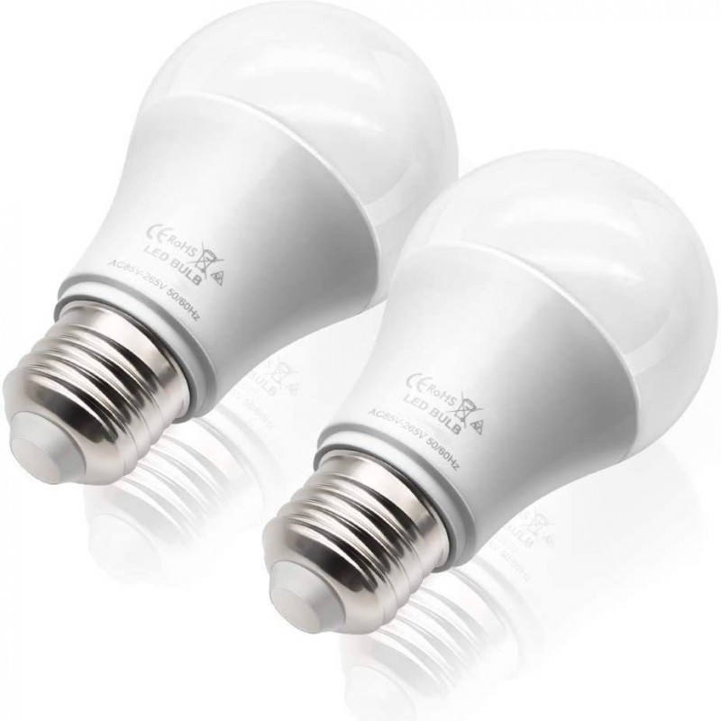 5,95 € Free Shipping | LED light bulb 7W E27 LED 2700K Very warm light. 12×6 cm. High brightness Aluminum and polycarbonate. White Color