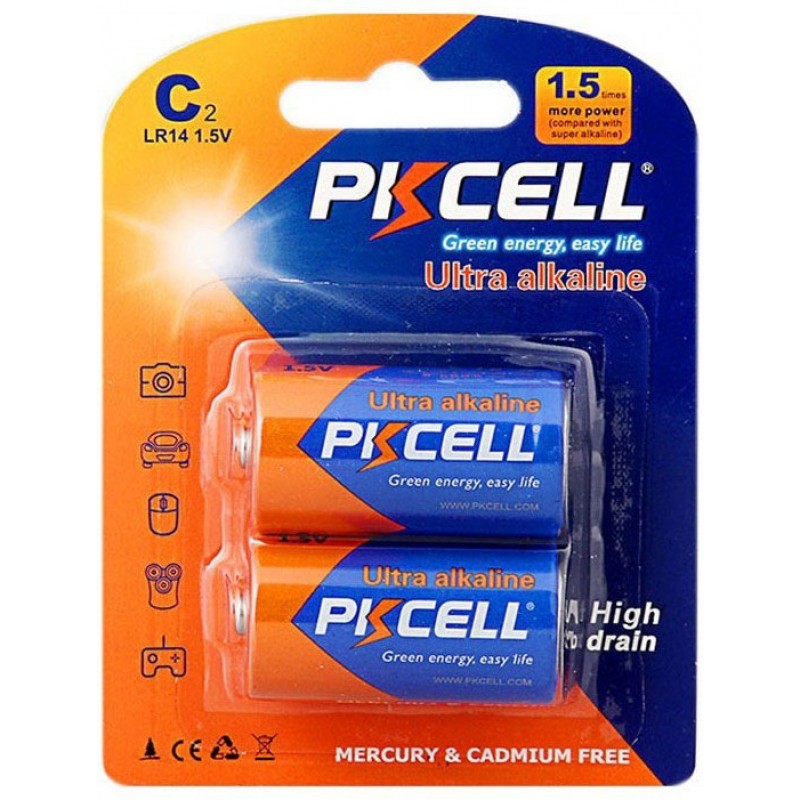 3,95 € 免费送货 | 盒装2个 电池 PKCell PK2081 C (LR14) 1.5V 超碱性电池。以吸塑形式交付 × 2 件