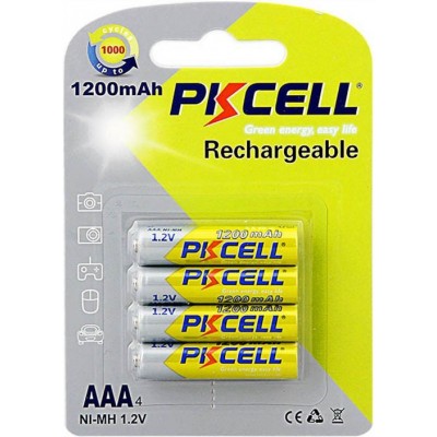 Caixa de 4 unidades Baterias PKCell PK2036 AAA (LR03) 1.2V Bateria recarregável. Entregue em Blister × 4 unidades
