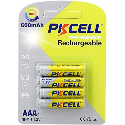 6,95 € Envío gratis | Caja de 4 unidades Pilas y baterías PKCell PK2036 AAA (LR03) 1.2V Pila recargable. Entregado en Blister × 4 unidades