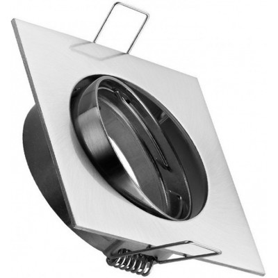Iluminação embutida Forma Quadrado 8×8 cm. Anel embutido, ajustável e basculante para lâmpada halógena ou LED Cozinha, salão e banheiro. Aço inoxidável. Cor aço inoxidável