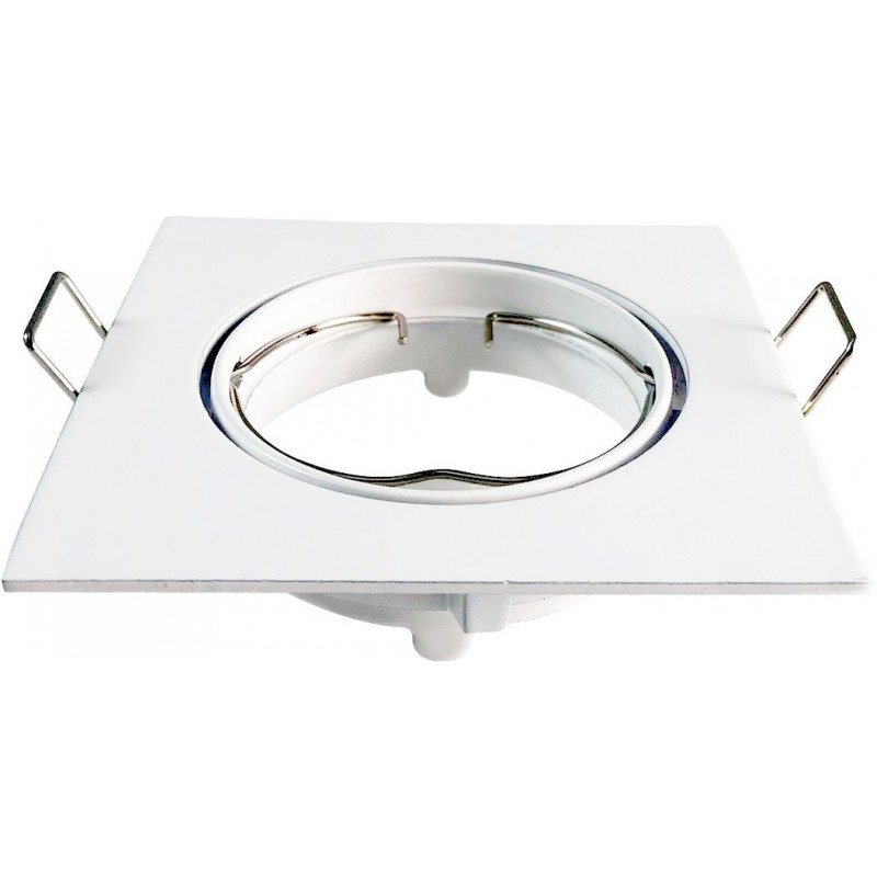 1,95 € Free Shipping | Recessed lighting Square Shape 8×8 cm. Recessed, adjustable and tiltable Ring for halogen or LED bulb Kitchen, lobby and bathroom. Stainless steel. Stainless steel Color