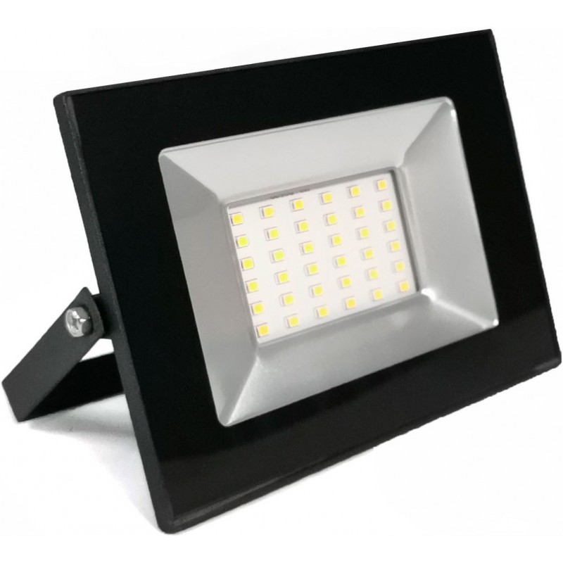 3,95 € Free Shipping | Flood and spotlight 10W 6000K Cold light. 10×7 cm. EPISTAR LED SMD IPAD Chip. High brightness. Extra flat Cast aluminum and tempered glass. Black Color