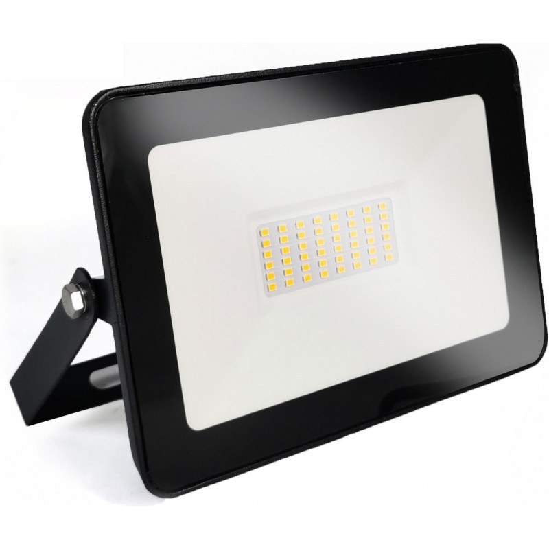 7,95 € Free Shipping | Flood and spotlight 30W 2700K Very warm light. 17×14 cm. EPISTAR LED SMD IPAD Chip. High brightness. Extra flat Cast aluminum and tempered glass. Black Color