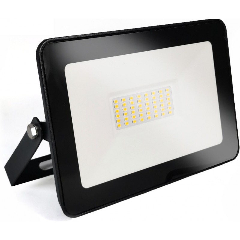 8,95 € Free Shipping | Flood and spotlight 30W 2700K Very warm light. Rectangular Shape 17×14 cm. EPISTAR LED SMD IPAD Chip. High brightness. Extra flat Terrace and garden. Cast aluminum and Tempered glass. Black Color