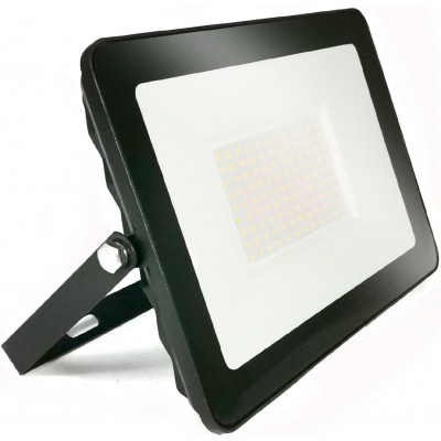 18,95 € Free Shipping | Flood and spotlight 100W 6000K Cold light. 30×22 cm. EPISTAR LED SMD IPAD Chip. High brightness. Extra flat Cast aluminum and tempered glass. Black Color