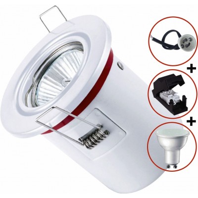 10,95 € Spedizione Gratuita | Illuminazione da incasso 7W 3000K Luce calda. Ø 10 cm. Anello da incasso compatto, isolato, regolabile e inclinabile + lampadina LED + portalampada classe 2 (Clip-On) Alluminio. Colore bianca