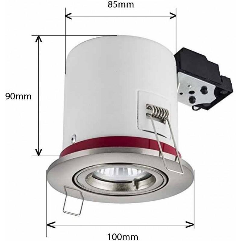 11,95 € Free Shipping | Recessed lighting 7W 3000K Warm light. Round Shape Ø 10 cm. Compact, recessed, isolated, adjustable and tiltable Ring + LED bulb + class 2 lamp holder (Clip-On) Kitchen, lobby and bathroom. Aluminum. White Color