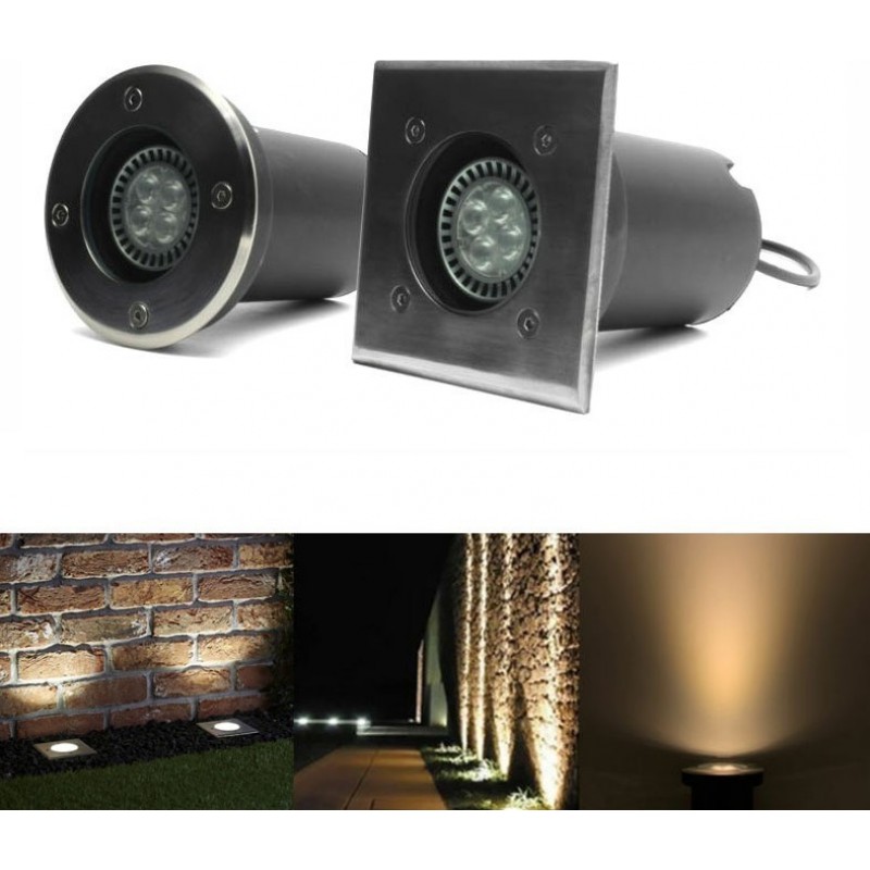 9,95 € Free Shipping | Luminous beacon Round Shape Ø 11 cm. Recessed floor spotlight Terrace and garden. 304 stainless steel. Stainless steel Color