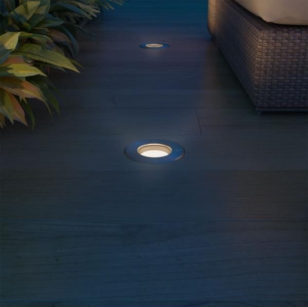 11,95 € Envio grátis | Farol luminoso 7W 2700K Luz muito quente. Ø 11 cm. Refletor embutido no chão + lâmpada LED Aço inoxidável 304. Cor aço inoxidável