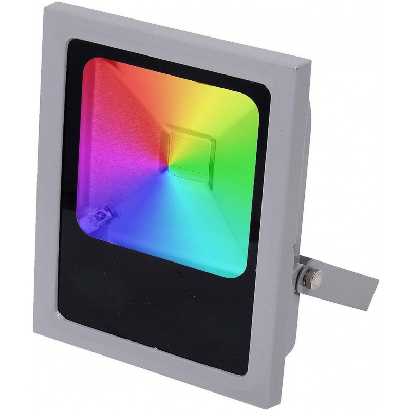53,95 € Envio grátis | Holofote externo 100W RGB Multicolor com controle remoto Terraço, jardim e estoque. Alumínio. Cor cinza e preto