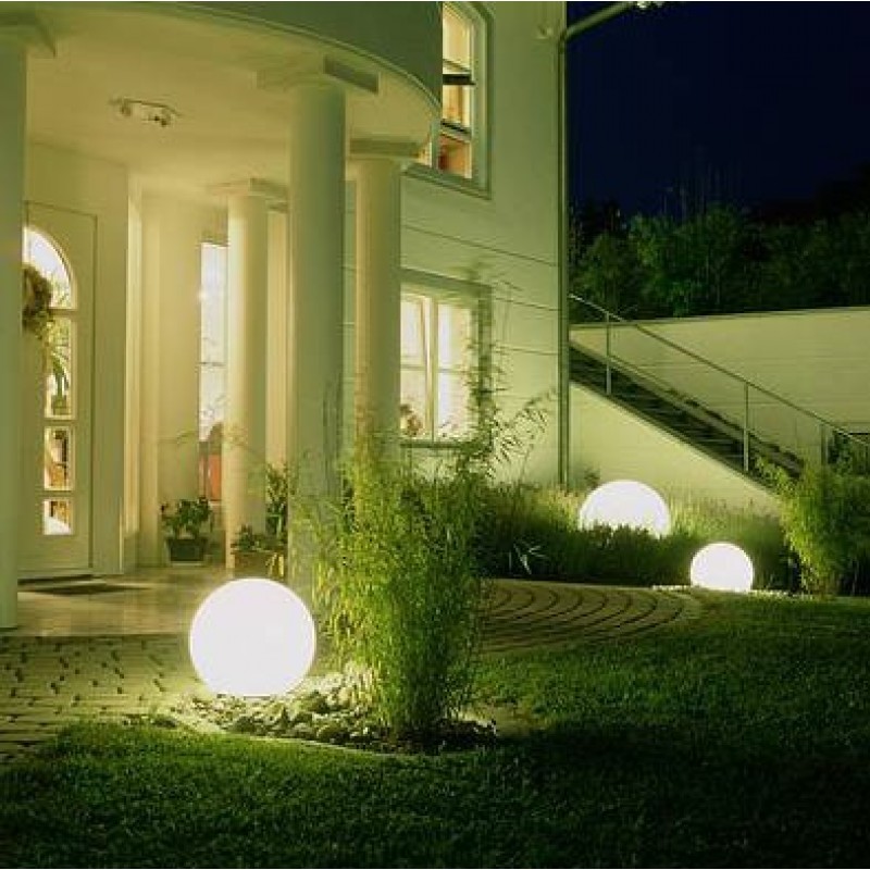 65,95 € Free Shipping | Furniture with lighting LED RGBW Spherical Shape Ø 50 cm. Wireless RGB multicolor LED light ball. Remote control. Rechargeable. 32 integrated LEDs Terrace, garden and facilities. Polyethylene