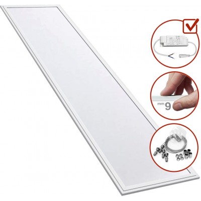 211,95 € Envio grátis | Caixa de 6 unidades Painel de LED 40W LED 6000K Luz fria. 120×30 cm. Kit completo. Painel LED extra-plano Slimline + Driver + Cabos de Suspensão Pmma e alumínio lacado. Cor branco