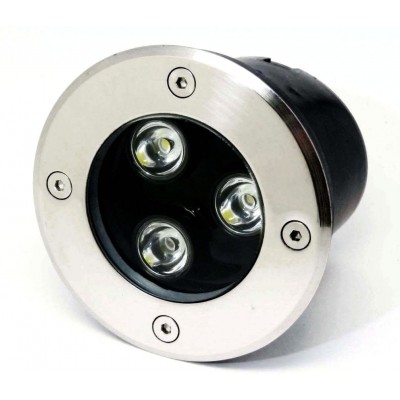 14,95 € Envio grátis | Farol luminoso 3W 3000K Luz quente. Ø 10 cm. Spot embutido no chão. À prova d'água. 3 LEDs integrados Aço inoxidável. Cor aço inoxidável
