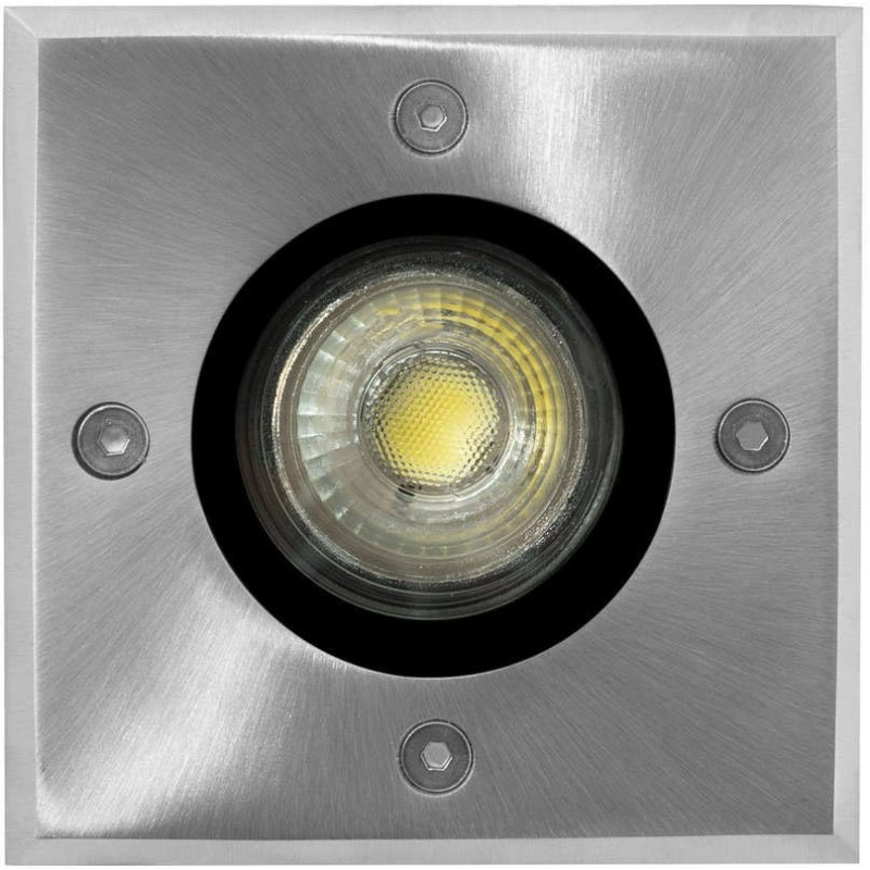 10,95 € Free Shipping | Luminous beacon Square Shape 14×10 cm. Recessed floor spotlight Terrace and garden. 304 stainless steel. Stainless steel Color