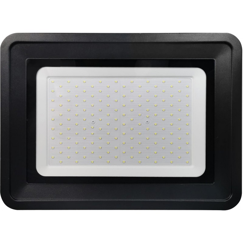48,95 € Free Shipping | Flood and spotlight NB2074 150W 6000K Cold light. Rectangular Shape 38×29 cm. EPISTAR SMD LED Chip Terrace, garden and warehouse. Cast aluminum and tempered glass. Black Color