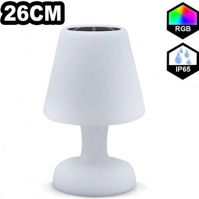 Furniture with lighting LED RGBW Ø 16 cm. Multicolor RGB LED table lamp with remote control. Solar recharge Polyethylene