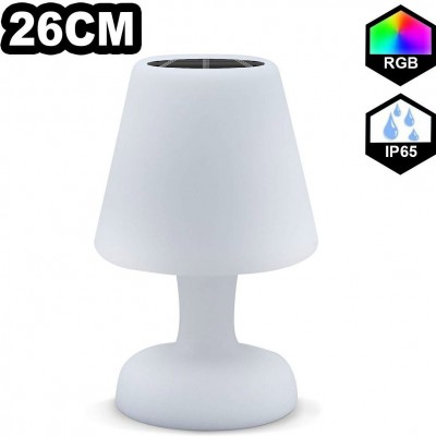 Furniture with lighting LED RGBW Ø 16 cm. Multicolor RGB LED table lamp with remote control. Solar recharge Terrace, garden and facilities. Polyethylene