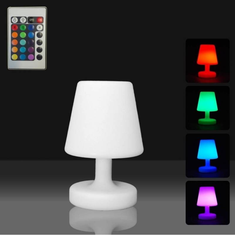 25,95 € Free Shipping | Furniture with lighting LED RGBW Ø 16 cm. Multicolor RGB LED table lamp with remote control. Solar recharge Terrace, garden and facilities. Polyethylene