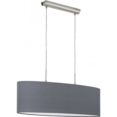 Lámpara colgante Eglo Pasteri 120W Forma Ovalada 110×75 cm. Salón y comedor. Estilo moderno y diseño. Acero y Textil. Color gris, níquel y níquel mate