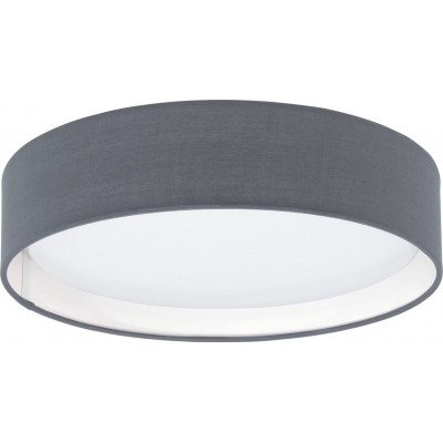 106,95 € Free Shipping | Indoor ceiling light Eglo Pasteri 11W 3000K Warm light. Cylindrical Shape Ø 32 cm. Living room, dining room and bedroom. Sophisticated Style. Steel, Plastic and Textile. White and gray Color