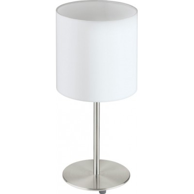 51,95 € Free Shipping | Table lamp Eglo Pasteri 60W Ø 18 cm. Steel and textile. White, nickel and matt nickel Color