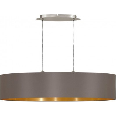 吊灯 Eglo Maserlo 120W 椭圆形 形状 110×100 cm. 客厅 和 饭厅. 现代的 和 设计 风格. 钢 和 纺织品. 金的, 棕色的, 镍, 亚光镍 和 浅褐色 颜色