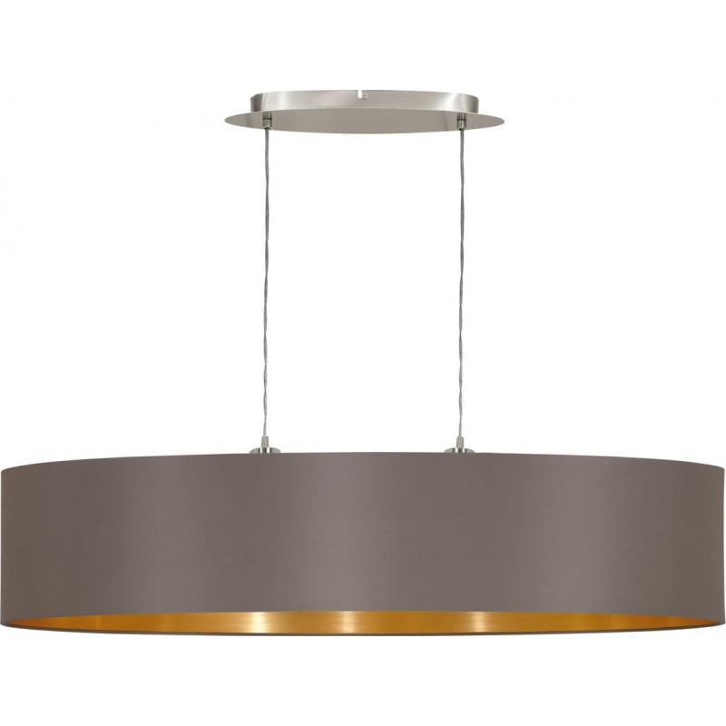 131,95 € Free Shipping | Hanging lamp Eglo Maserlo 120W Oval Shape 110×100 cm. Living room and dining room. Modern and design Style. Steel and textile. Golden, brown, nickel, matt nickel and light brown Color