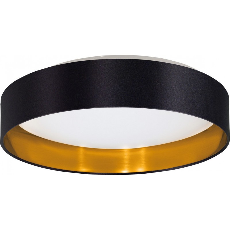 Indoor ceiling light Eglo Maserlo 16W 3000K Warm light. Cylindrical Shape Ø 40 cm. Living room, dining room and bedroom. Sophisticated Style. Steel, plastic and textile. White, golden and black Color