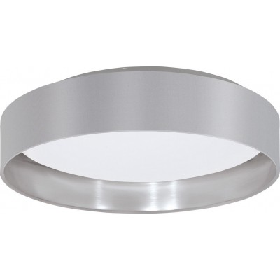 Indoor ceiling light Eglo Maserlo 16W 3000K Warm light. Cylindrical Shape Ø 40 cm. Living room, dining room and bedroom. Sophisticated Style. Steel, plastic and textile. White, gray and silver Color