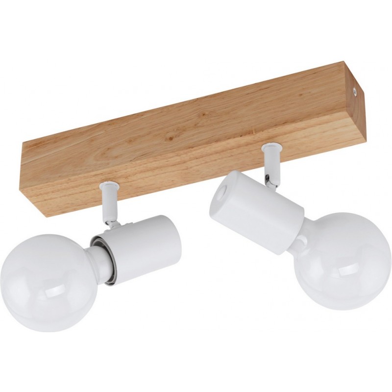 38,95 € Kostenloser Versand | Deckenlampe Eglo France Townshend 3 120W 30×5 cm. Stahl und holz. Weiß und braun Farbe