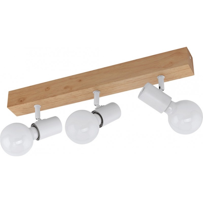 59,95 € Free Shipping | Ceiling lamp Eglo France Townshend 3 180W Extended Shape 48×5 cm. Living room, dining room and bedroom. Modern Style. Steel and Wood. White and brown Color
