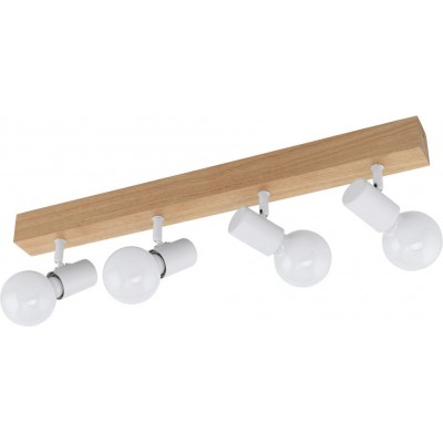 74,95 € Kostenloser Versand | Deckenlampe Eglo France Townshend 3 240W 63×5 cm. Stahl und holz. Weiß und braun Farbe