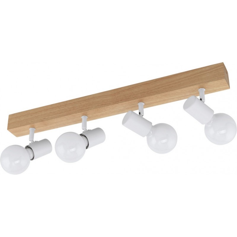 74,95 € Kostenloser Versand | Deckenlampe Eglo France Townshend 3 240W 63×5 cm. Stahl und holz. Weiß und braun Farbe