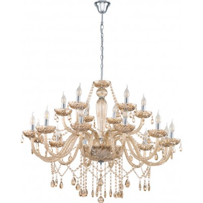 1 281,95 € Free Shipping | Chandelier Eglo Basilano 720W Ø 100 cm. Steel and glass. Cognac, plated chrome and silver Color