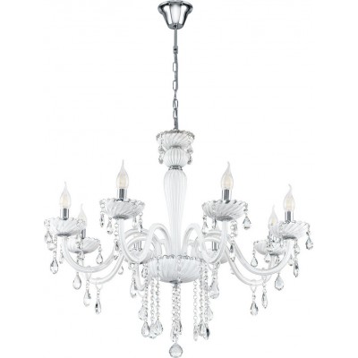 Lampadario Eglo Carpento 320W Ø 70 cm. Acciaio e bicchiere. Colore bianca, cromato e argento