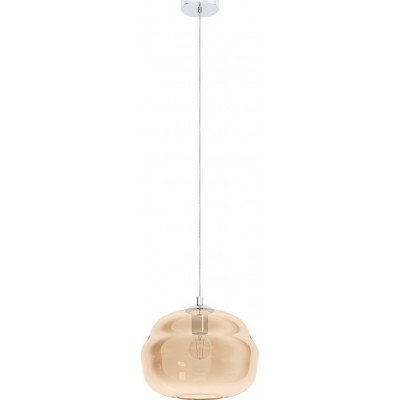109,95 € Free Shipping | Hanging lamp Eglo Dogato 60W Spherical Shape Ø 33 cm. Living room and dining room. Modern, design and cool Style. Steel. Plated chrome, orange and silver Color