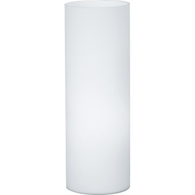 39,95 € Free Shipping | Table lamp Eglo Geo 60W Cylindrical Shape Ø 12 cm. Bedroom, office and work zone. Modern and design Style. Glass and Opal glass. White Color