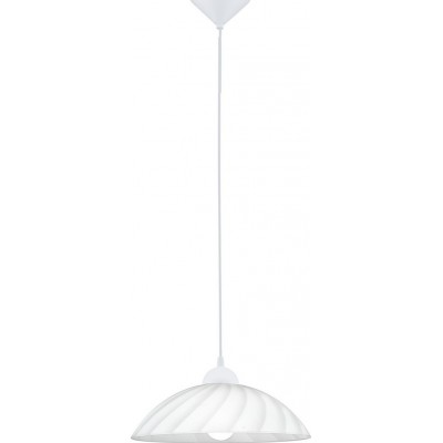 27,95 € Free Shipping | Hanging lamp Eglo Vetro 60W Conical Shape Ø 35 cm. Living room, kitchen and dining room. Classic Style. Plastic, glass and satin glass. White Color