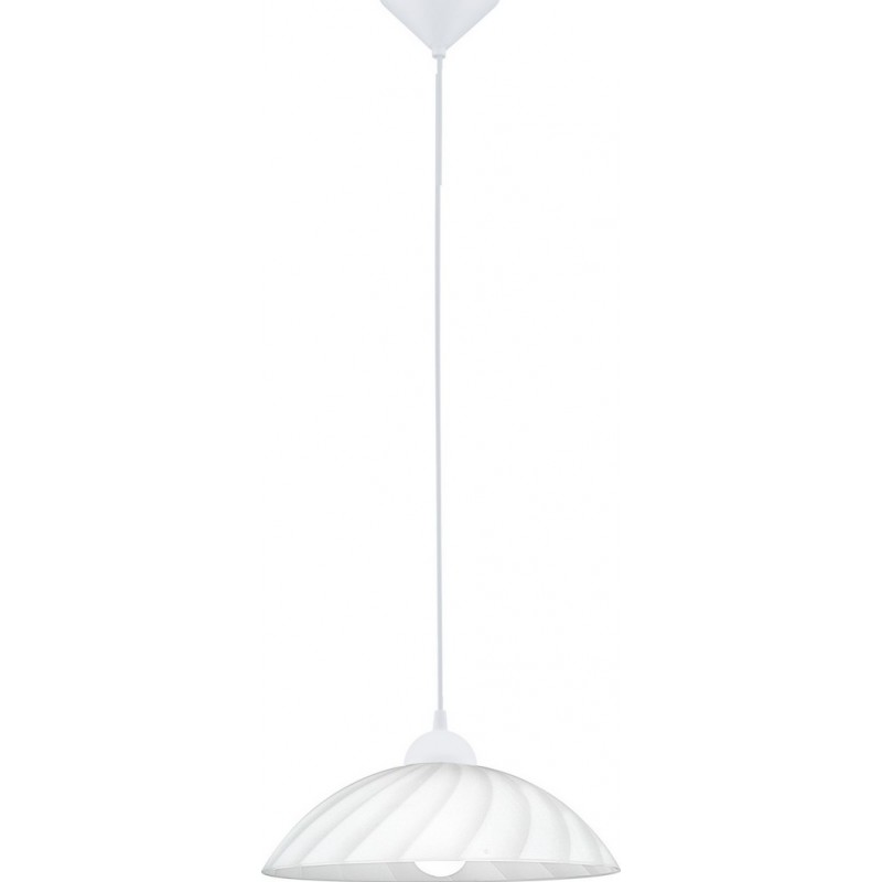 24,95 € Free Shipping | Hanging lamp Eglo Vetro 60W Conical Shape Ø 35 cm. Living room, kitchen and dining room. Classic Style. Plastic, glass and satin glass. White Color